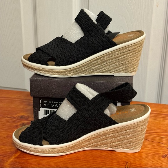 Bernie Mev Women's ESPA Buttercup black woven wedge sandals Size 36 - Picture 3 of 7